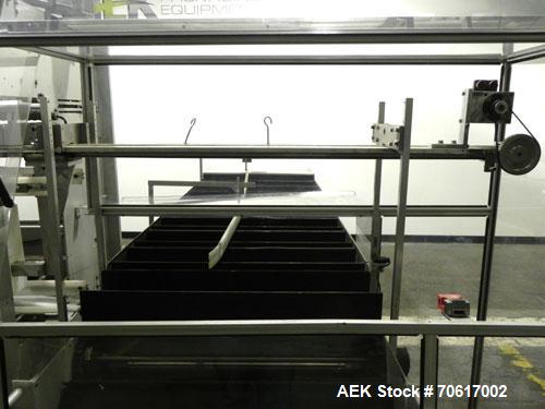 Used DJS Systems VB50 50" Vertical Bagger. Automatic vertical L-bar sealer with automatic infeed cross conveyor. Minimum bag 6" x 6", max bag 49" wide x 17 1/2" heigh (50" x 20" seal bar). Approximat...