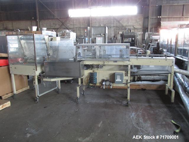 Used Rennco L Bar Sealer, Model 101, Serial# 3RU824M3885GS. Capable of speeds up to 60 per minute depending on the package size. Materials from 75 gauge to 4 mil with 3" core, maximum 12" roll diamet...