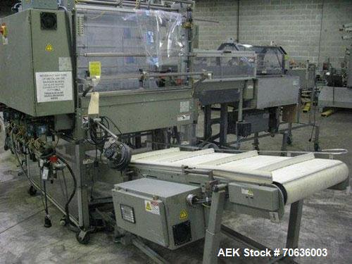 Used Rennco Dual 501 Vertical L-Bar Sealer with model CCL (cup counter loader). Horizontal seal approximately 36" wide, vertical seal is approximately 22" long. Has scrap removal and dual cleated 24"...