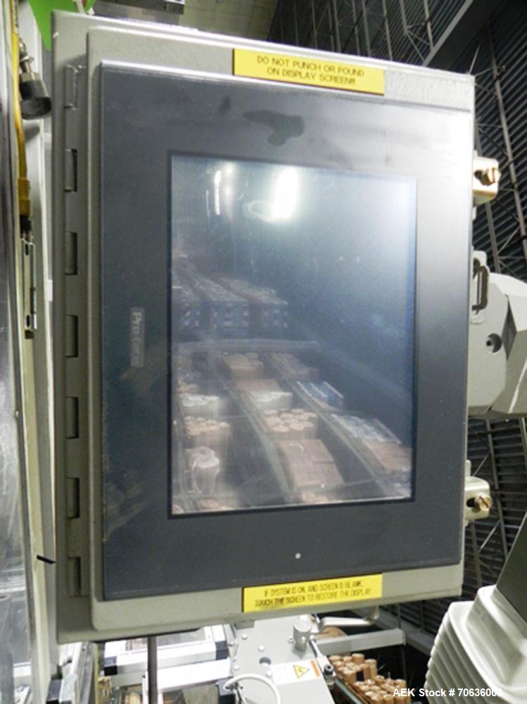 Used Rennco Dual 501 Vertical L-Bar Sealer with model CCL (cup counter loader). Horizontal seal approximately 36" wide, vertical seal is approximately 22" long. Has scrap removal and dual cleated 24"...