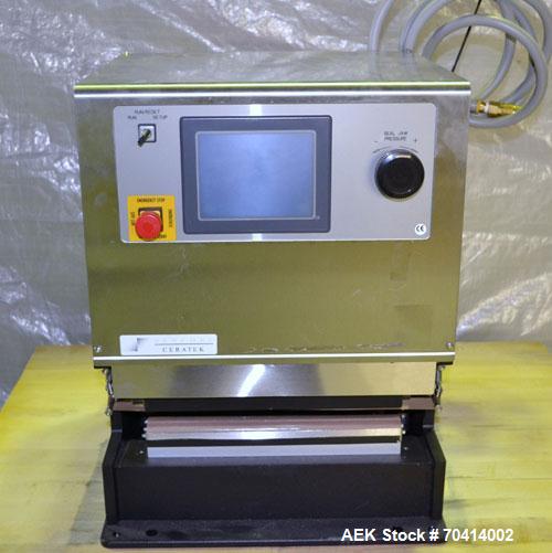 Used Sencorp Model 12-P/2 Benchtop Bag Sealer. Constant heat design with a 12" wide seal jaw x 1" deep seal. Includes a P-Series LCD touch screen HMI, and emergency stop. 1/50/60/120V. Built 2005.