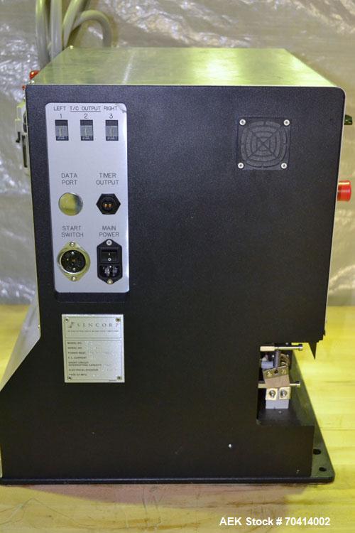 Used Sencorp Model 12-P/2 Benchtop Bag Sealer. Constant heat design with a 12" wide seal jaw x 1" deep seal. Includes a P-Series LCD touch screen HMI, and emergency stop. 1/50/60/120V. Built 2005.
