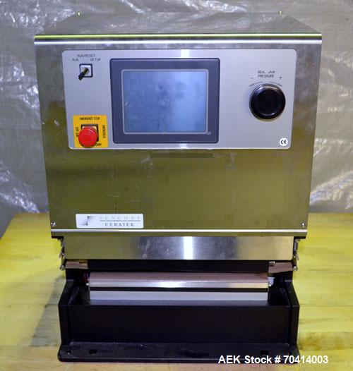 Used Sencorp Model 12-P/2 Benchtop Bag Sealer. Constant heat design with a 12" wide seal jaw x 1" deep seal. Includes a P-Series LCD touch screen HMI, and emergency stop. 1/50/60/120V. Built 2005.
