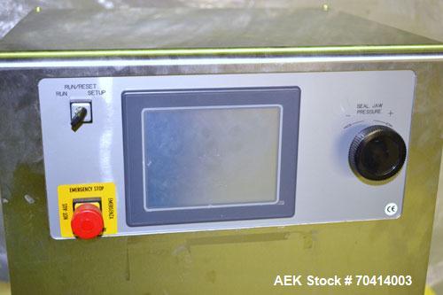 Used Sencorp Model 12-P/2 Benchtop Bag Sealer. Constant heat design with a 12" wide seal jaw x 1" deep seal. Includes a P-Series LCD touch screen HMI, and emergency stop. 1/50/60/120V. Built 2005.