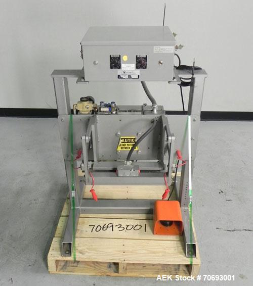 Used Vertrod Thermal Impulse Heat Sealer, Model 14P/PTV. Approximately 14” long heat sealing area, foot pedal controls.  1300 Watts, 115/120 volt AC.  Mounted on a carbon steel frame.