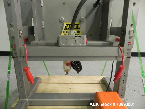 Used Vertrod Thermal Impulse Heat Sealer, Model 14P/PTV. Approximately 14” long heat sealing area, foot pedal controls.  1300 Watts, 115/120 volt AC.  Mounted on a carbon steel frame.