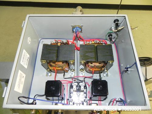 Used Vertrod Thermal Impulse Heat Sealer, Model 14P/PTV. Approximately 14” long heat sealing area, foot pedal controls.  1300 Watts, 115/120 volt AC.  Mounted on a carbon steel frame.