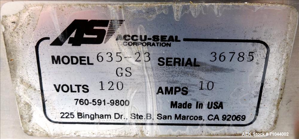 Used Accu-Seal Model 635-23 Gas Vacuum Sealer