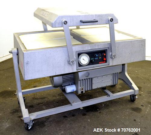 Used Koch Packaging Model Ultravac 2100-A Double Chamber Vacuum Packaging Machine. Up to 15,000 4” x 6” packages per eight hour shift. Each chamber 30.9” wide x 26.6” long x 8” deep. Includes a Busch...