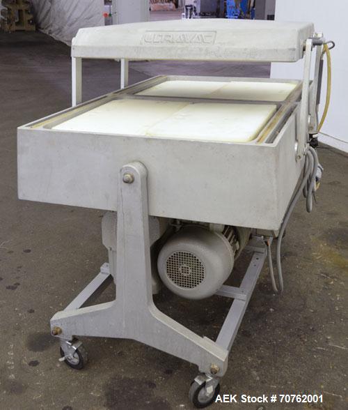 Used Koch Packaging Model Ultravac 2100-A Double Chamber Vacuum Packaging Machine. Up to 15,000 4” x 6” packages per eight hour shift. Each chamber 30.9” wide x 26.6” long x 8” deep. Includes a Busch...