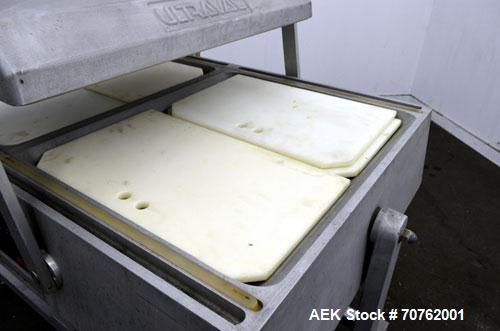 Used Koch Packaging Model Ultravac 2100-A Double Chamber Vacuum Packaging Machine. Up to 15,000 4” x 6” packages per eight hour shift. Each chamber 30.9” wide x 26.6” long x 8” deep. Includes a Busch...