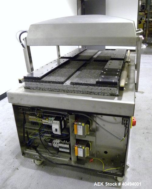 Used Multivac Dual Chamber Vacuum Packaging Machine, model C500, stainless steel. Packaging speed 2 to 3 cycles per minute. Chamber depth 750mm, sealbar configurations 2 x 650mm per sealing chamber. ...
