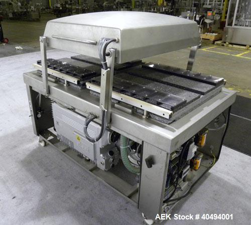 Used Multivac Dual Chamber Vacuum Packaging Machine, model C500, stainless steel. Packaging speed 2 to 3 cycles per minute. Chamber depth 750mm, sealbar configurations 2 x 650mm per sealing chamber. ...