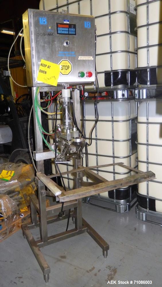 Used Liqui-Box Corp Model 1000-CIT-W Bag-In-Box Liquid Filler. Is capable of speeds from 3-6 per minute at fills from 1 to 5 gallons. Is a single-head filler, best used for oxygen-sensitive products....