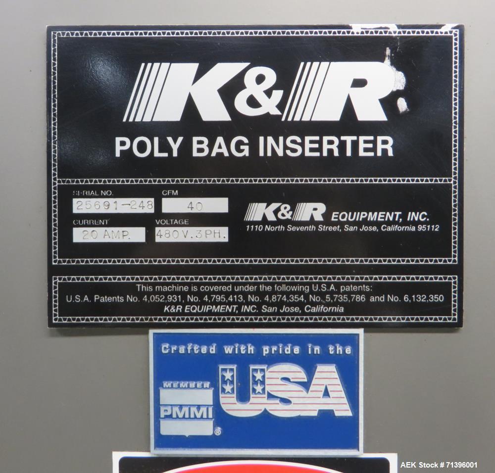 Used K&R Equipment Model PBI-AT 32 Case Erector And Poly Bag Inserter