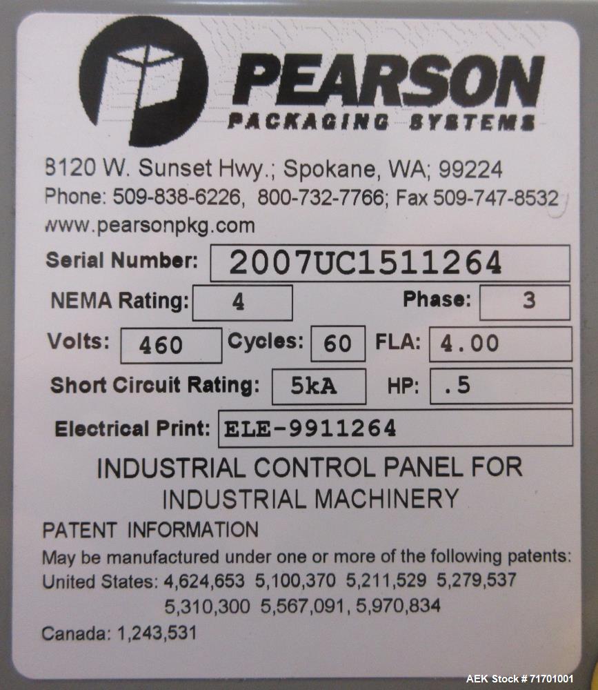 Used- Pearson Model UC15F Automatic Bag in Box Uncuffer and Bag Fan Fold  Closer
