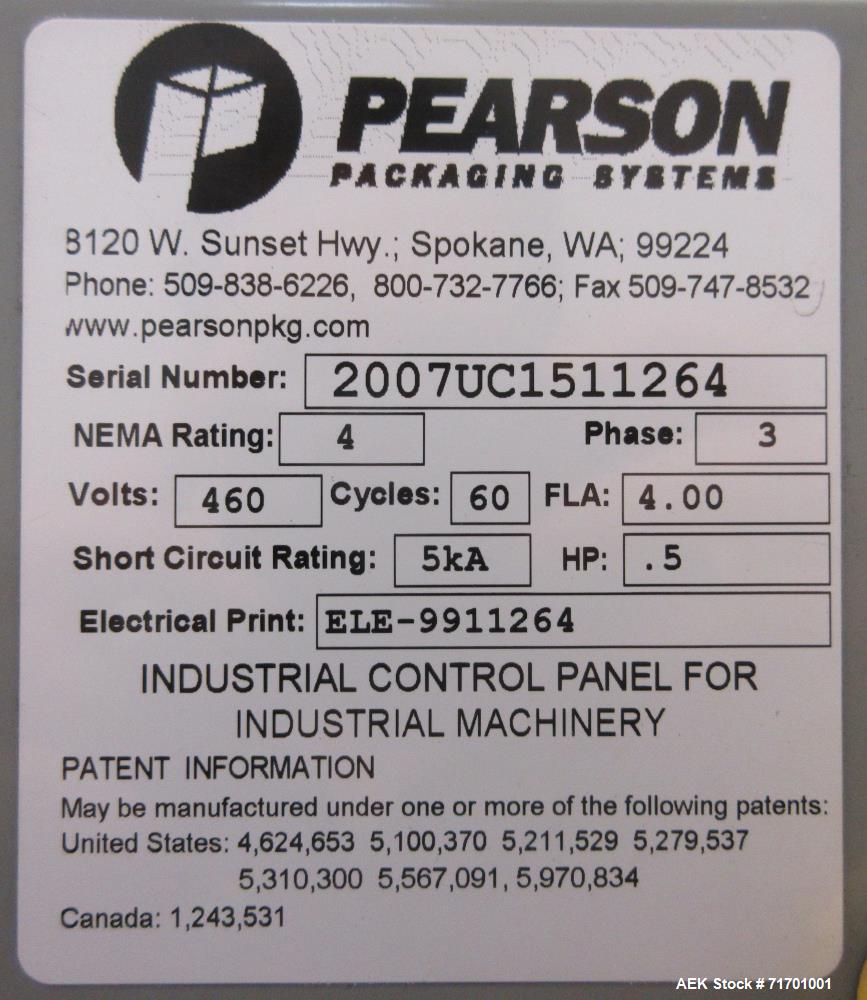 Used Pearson Model UC15F Automatic Bag in Box Uncuffer and Bag Fan Fold  Closer