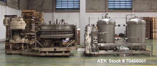 Used Meyer 72 Valve Filler with Angelus 1201 Can Seamer.  Includes Angelus 120L seamer, model 7299469, fitted with 206 EO change parts, retractable 2nd operation cam device, Oulton drive motor, 22 kW...