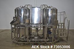 Used- Allied Beverage Tanks Complete 3.5 BBL S/S Brewhouse System . With 3.5 BBL Mash Tun/Brew Kettle. 32 in Interior Diamet...