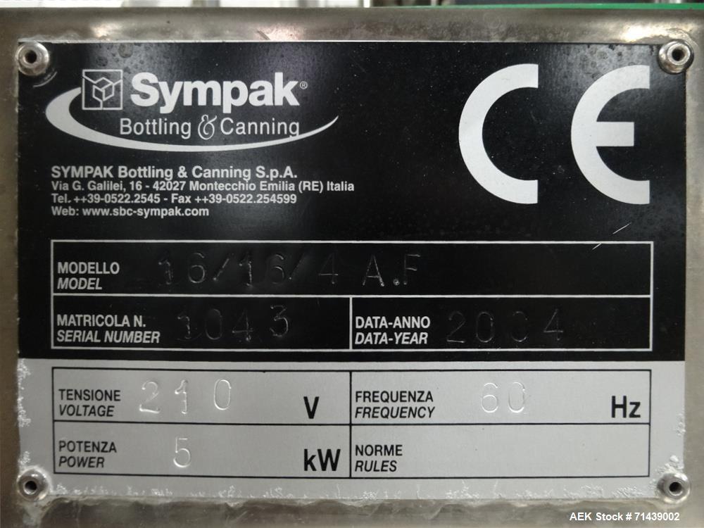 Used Sympac Model 16/16/4 Tribloc 16.9 oz Bottle Water Filling Line