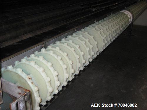 Used I&H Pasteurizer/Cooler, Approximately 14' x 60', Stainless Steel. Cooling tunnel with plastic Intralox-style belt. Discharge end drive. Modular construction consisting of (7) 8’ long sections. I...