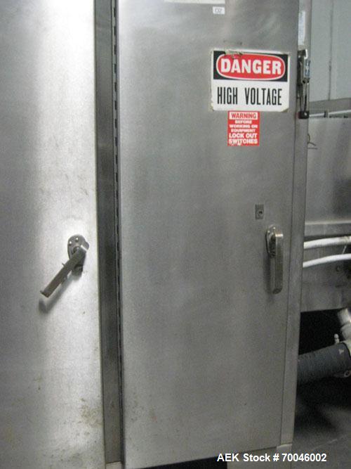 Used I&H Pasteurizer/Cooler, Approximately 14' x 60', Stainless Steel. Cooling tunnel with plastic Intralox-style belt. Discharge end drive. Modular construction consisting of (7) 8’ long sections. I...