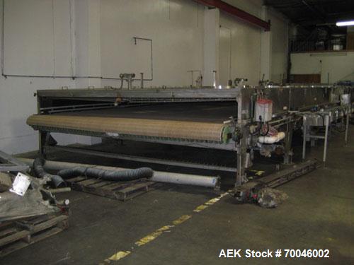 Used I&H Pasteurizer/Cooler, Approximately 14' x 60', Stainless Steel. Cooling tunnel with plastic Intralox-style belt. Discharge end drive. Modular construction consisting of (7) 8’ long sections. I...