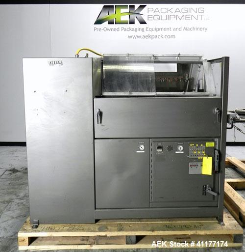 Used Alloyd Model 16SC1216 Blister Sealer. Capable of speeds from 6 to 20 cycles per minute. Has 16 stations with 12" (wide) X 16" (long) seal area. Machine has (8) load stations. Seal temperature ra...