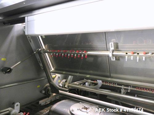 Used Alloyd Model 16SC1216 Blister Sealer. Capable of speeds from 6 to 20 cycles per minute. Has 16 stations with 12" (wide) X 16" (long) seal area. Machine has (8) load stations. Seal temperature ra...