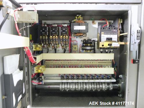 Used Alloyd Model 16SC1216 Blister Sealer. Capable of speeds from 6 to 20 cycles per minute. Has 16 stations with 12" (wide) X 16" (long) seal area. Machine has (8) load stations. Seal temperature ra...