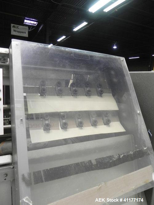 Used Alloyd Model 16SC1216 Blister Sealer. Capable of speeds from 6 to 20 cycles per minute. Has 16 stations with 12" (wide) X 16" (long) seal area. Machine has (8) load stations. Seal temperature ra...