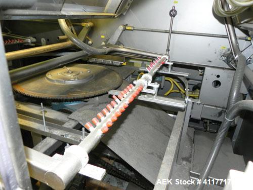 Used Alloyd Model 16SC1216 Blister Sealer. Capable of speeds from 6 to 20 cycles per minute. Has 16 stations with 12" (wide) X 16" (long) seal area. Machine has (8) load stations. Seal temperature ra...