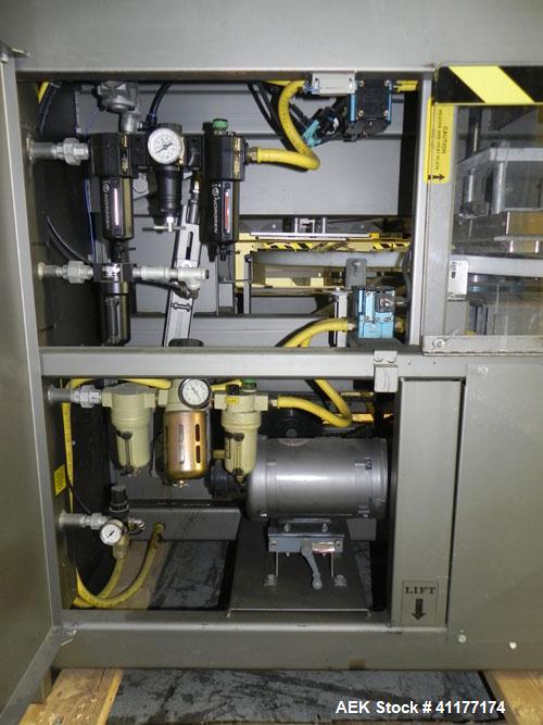 Used Alloyd Model 16SC1216 Blister Sealer. Capable of speeds from 6 to 20 cycles per minute. Has 16 stations with 12" (wide) X 16" (long) seal area. Machine has (8) load stations. Seal temperature ra...