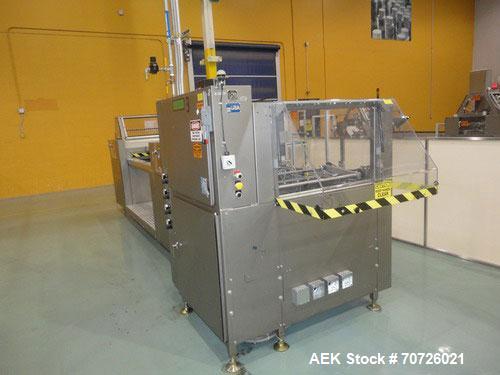 Used Alloyd Straight Line Blister Card Sealer, Model 13SL14284FE, Serial #2000-099. Manual load, max seal area is 14" x 28", typical speed is 20 per minute. Includes bar code scanner, VFD (variable s...