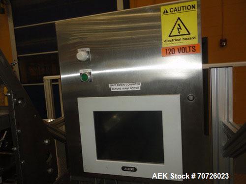 Used Alloyd Straight Line Blister Card Sealer, Model 13SL14284FE, Serial #2000-099. Manual load, max seal area is 14" x 28",  typical speed is 20 per minute, bar code scanner is not currently install...