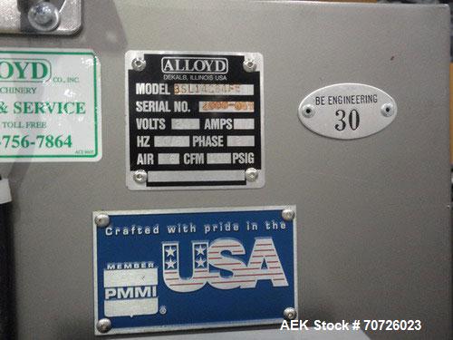 Used Alloyd Straight Line Blister Card Sealer, Model 13SL14284FE, Serial #2000-099. Manual load, max seal area is 14" x 28",  typical speed is 20 per minute, bar code scanner is not currently install...