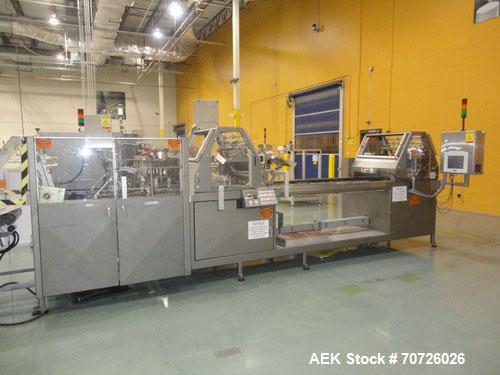 Used Alloyd Straight Line Blister Card Sealer, Model 13SL14284FE, Serial #97301. Manual load, max seal area is  14" x 28",  typical speed is 20 per minute, includes bar code scanner, VFD (variable sp...