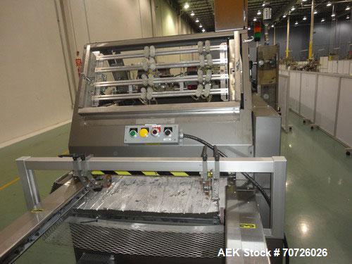 Used Alloyd Straight Line Blister Card Sealer, Model 13SL14284FE, Serial #97301. Manual load, max seal area is  14" x 28",  typical speed is 20 per minute, includes bar code scanner, VFD (variable sp...