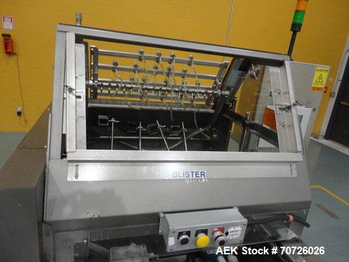 Used Alloyd Straight Line Blister Card Sealer, Model 13SL14284FE, Serial #97301. Manual load, max seal area is  14" x 28",  typical speed is 20 per minute, includes bar code scanner, VFD (variable sp...