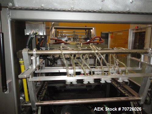 Used Alloyd Straight Line Blister Card Sealer, Model 13SL14284FE, Serial #97301. Manual load, max seal area is  14" x 28",  typical speed is 20 per minute, includes bar code scanner, VFD (variable sp...