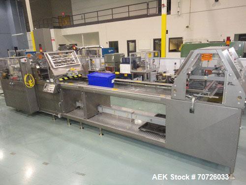Used Alloyd Straight Line Blister Card Sealer, Model 155C1428, Serial #97302.  Manual load, max seal area is 14" x 28",  typical speed is 20 per minute, includes bar code scanner, VFD (variable speed...