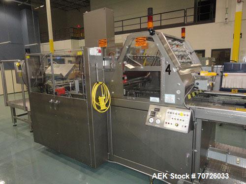 Used Alloyd Straight Line Blister Card Sealer, Model 155C1428, Serial #97302.  Manual load, max seal area is 14" x 28",  typical speed is 20 per minute, includes bar code scanner, VFD (variable speed...