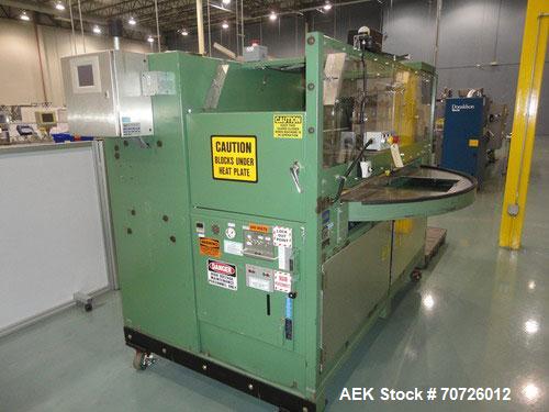 Used Alloyd Model 4S-1216 Four Station Rotary Blister Sealer. Capable of speeds 10 to 20 indexes per minute, indexes per minute multiplied by the number of packages per nesting tray. Package size max...