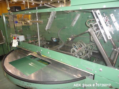 Used Alloyd Model 4S-1216 Four Station Rotary Blister Sealer. Capable of speeds 10 to 20 indexes per minute, indexes per minute multiplied by the number of packages per nesting tray. Package size max...