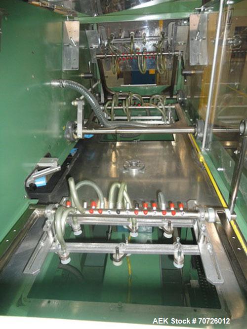 Used Alloyd Model 4S-1216 Four Station Rotary Blister Sealer. Capable of speeds 10 to 20 indexes per minute, indexes per minute multiplied by the number of packages per nesting tray. Package size max...
