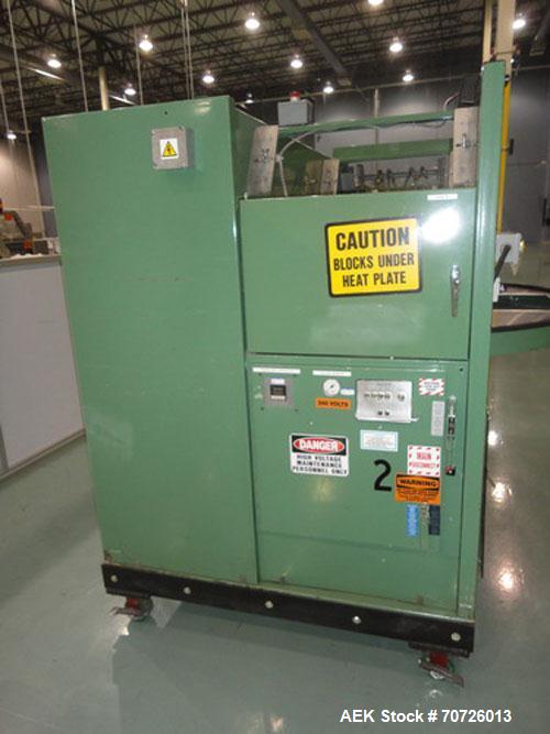 Used Alloyd Model 4S-1216 Four Station Rotary Blister Sealer. Capable of speeds 10 to 20 indexes per minute, indexes per minute multiplied by the number of packages per nesting tray. Package size max...