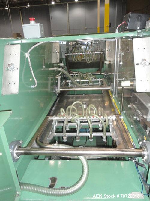 Used Alloyd Model 4S-1216 Four Station Rotary Blister Sealer. Capable of speeds 10 to 20 indexes per minute, indexes per minute multiplied by the number of packages per nesting tray. Package size max...