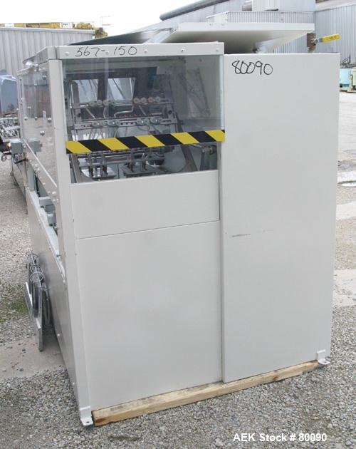 Used Alloyd Brands Four Station Rotary Blister Sealer, Model 4SM1216sn 93-824. Capable of speeds 10 to 20 indexes per minute, indexes per minute multiplied by the number of packages per nesting tray....