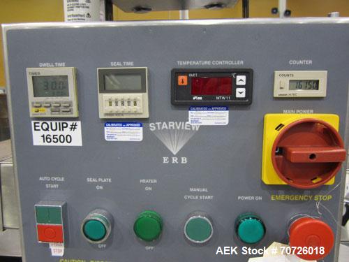 Used Starview 4 Position Rotary Card Sealer, Model ERB-F-7-18X22, Serial #1174, new 1998, 1/60/220V. Manual load product, portable. Machine features one seal station with multiple loading stations fo...