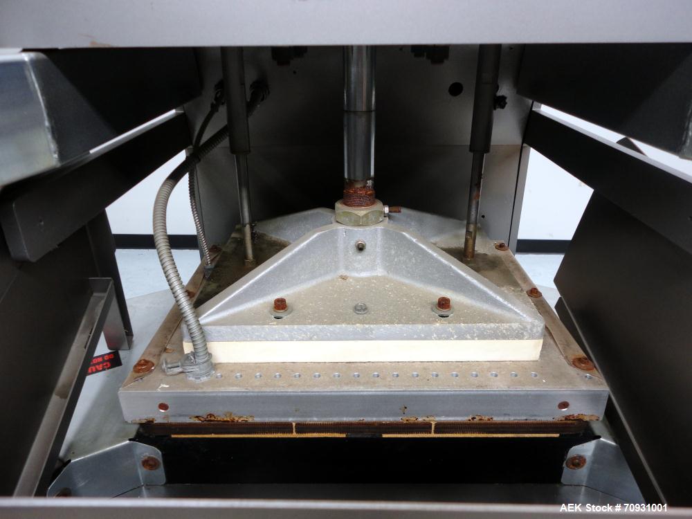 Used Visual Packaging System Model SDS6C (6) Station Semi-Automatic Rotary Blister Sealer. Has 14" x 18" Seal Area, 3-1/4" Blister Depth, Seal Pressure of 2,900 lbs. @ 100psi, and Variable Cycle Spee...